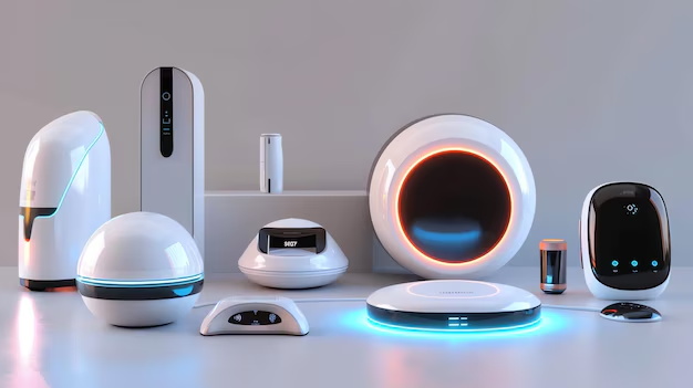 collection smart home devices white black with glowing blue orange lights 36682 137001 看图王